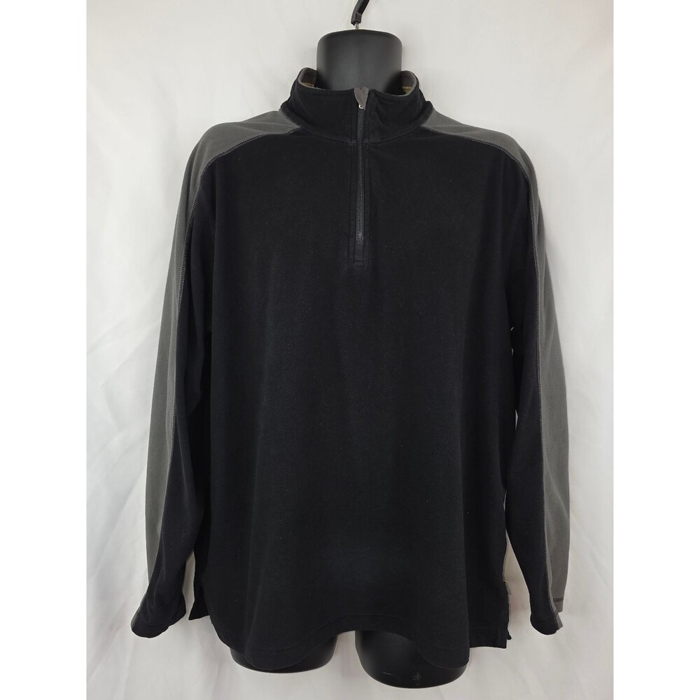 REI Men's Black Gray 1/4 Zip Fleece Gorpcore Pullover Size Large AM-3560